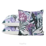 Poszewka 40x40 MALIBU biała różowa z nadrukiem ciemno zielonych egzotycznych liści Design 91 - 2