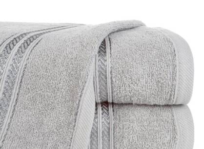Ręcznik bawełniany 50x90 LORI srebrny z delikatną bordiurą z błyszczącą nicią