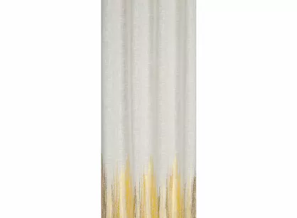 Zasłona gotowa na przelotkach 135x250 IMANI naturalna w stylu eko ze złotym nadrukiem z domieszką lnu