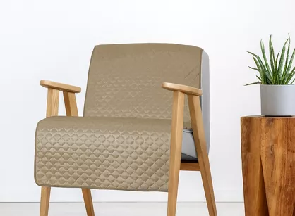 Narzuta na fotel welwetowa 70x160 DIMON beżowa pikowana w geometryczny wzór