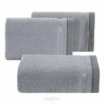 Ręcznik 100x150 ABBIE srebrny  z żakardową błyszczącą bordiurą w pasy z delikatną krateczką 500 g/m2 - 5