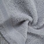 Ręcznik 100x150 ABBIE srebrny  z żakardową błyszczącą bordiurą w pasy z delikatną krateczką 500 g/m2 - 3