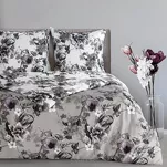 Pościel satynowa 140x200 NIKA 54 popielata z motywem roślinnym z kolekcji Nova Print - 5
