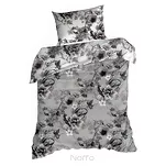 Pościel satynowa 140x200 NIKA 54 popielata z motywem roślinnym z kolekcji Nova Print - 7