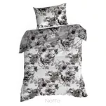 Pościel satynowa 140x200 NIKA 54 popielata z motywem roślinnym z kolekcji Nova Print - 6