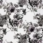 Pościel satynowa 140x200 NIKA 54 popielata z motywem roślinnym z kolekcji Nova Print - 2