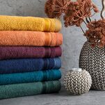 Ręcznik 50x90 ABBIE pomarańczowy z żakardową błyszczącą bordiurą w pasy z delikatną krateczką 500 g/m2 - 7