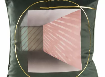 Poszewka welwetowa 45x45 ADLER 1 zielona różowa z aplikacją 3D