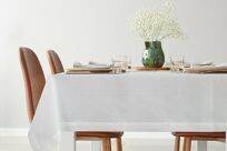 Obrus 145x350 STELLA 2 biały zdobiony kantą z wplecioną nicią srebrną - 12