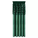 Zasłona na taśmie 140x270 AURA welwetowa ciemna zieleń jednokolorowa zdobiona w górnej części falbanami - 5