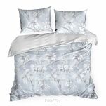 Pościel z makosatyny 160x200 PREMIUM 30 biała jasny niebieski kwiatowy wzór Premium - 6