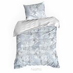 Pościel z makosatyny 160x200 PREMIUM 30 biała jasny niebieski kwiatowy wzór Premium - 5