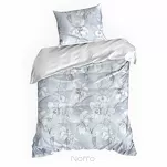 Pościel z makosatyny 160x200 PREMIUM 30 biała jasny niebieski kwiatowy wzór Premium - 5