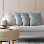 Poszewka jednokolorowa 45x45 LEN 1 beżowa pikowana imitująca len - 3