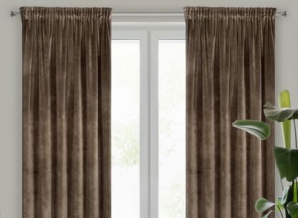 Zasłona na taśmie 140x270 VILLA welwetowa brązowa o aksamitnej strukturze