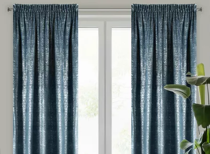 Zasłona gotowa na taśmie 140x270 CYPR welwetowa granatowa ze srebrnym nadrukiem Design 91