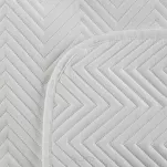 Narzuta jednokolorowa 170x210 LEN 3 biała pikowana w gęstą jodełkę imitująca len - 5