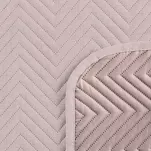 Narzuta jednokolorowa 170x210 LEN 3 różowa pikowana w gęstą jodełkę imitująca len - 5