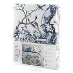 Pościel satynowa 160x200 SPRING 86 biała z granatowym wzorem roślinnym z kolekcji Classic - 8