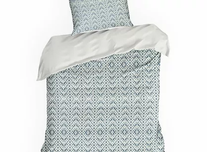 Pościel satynowa 140x200 SPRING 98 granatowa kremowa z nadrukiem etnicznym z kolekcji Classic