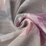 Zasłona na taśmie 140x300 SHERRY srebrna z etaminy z różowym wzorem kwiatowym - 3