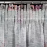 Zasłona na taśmie 140x300 SHERRY srebrna z etaminy z różowym wzorem kwiatowym - 11