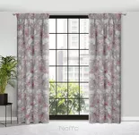 Zasłona na taśmie 140x300 SHERRY srebrna z etaminy z różowym wzorem kwiatowym - 5