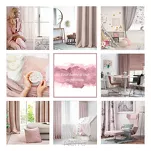 Zasłona na taśmie 140x300 SHERRY srebrna z etaminy z różowym wzorem kwiatowym - 16