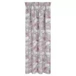 Zasłona na taśmie 140x300 SHERRY srebrna z etaminy z różowym wzorem kwiatowym - 19