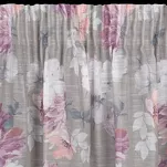 Zasłona na taśmie 140x300 SHERRY srebrna z etaminy z różowym wzorem kwiatowym - 4