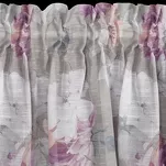 Zasłona na taśmie 140x300 SHERRY srebrna z etaminy z różowym wzorem kwiatowym - 7