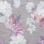 Zasłona na taśmie 140x300 SHERRY srebrna z etaminy z różowym wzorem kwiatowym - 2