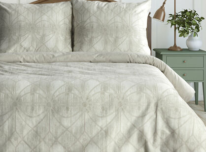 Pościel bawełniana 140x200 ADEL beżowa z wzorem geometrycznym z kolekcji Classic Family