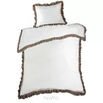 Pościel bawełniana 220x200 ELIZA biała zdobiona ozdobną kawową falbanką z kolekcji Nova Style - 4