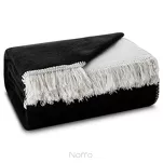 Koc bawełniany 150x200 DUO biały czarny dwustronny z frędzlami - 2