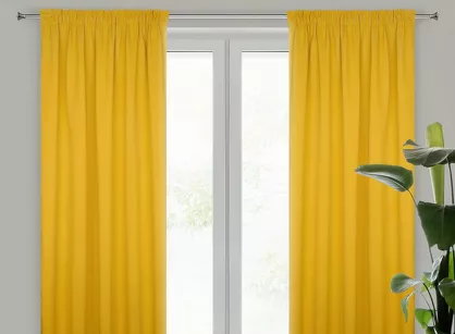 Zasłona na taśmie 135x270 LOGAN zaciemniająca musztardowa jednokolorowa z półmatowej tkaniny