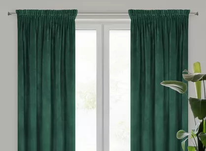 Zasłona na taśmie 140x300 VILLA welwetowa ciemna zieleń o aksamitnej strukturze