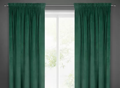 Zasłona gotowa na taśmie 140x300 VILLA welwetowa ciemna zieleń jednokolorowa o aksamitnej strukturze