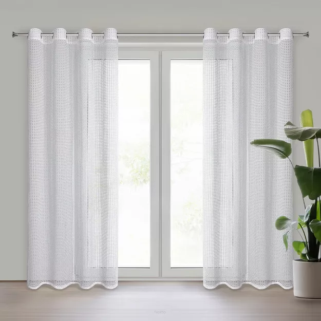 Firana na przelotkach 140x250 NERI biała o strukturze siatki
