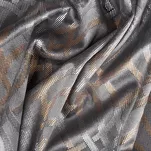Zasłona na przelotkach 140x250 ARETA welwetowa stalowa ze srebrno złotym nadrukiem w stylu boho - 3