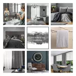 Zasłona na przelotkach 140x250 ARETA welwetowa stalowa ze srebrno złotym nadrukiem w stylu boho - 12