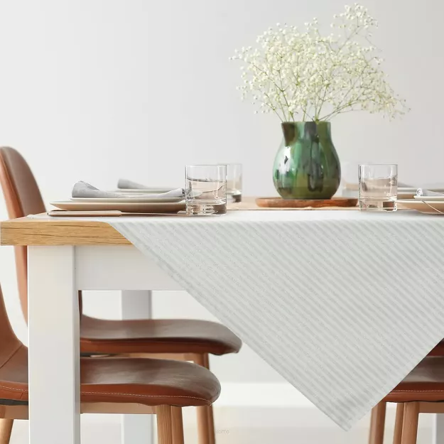 Nakładka świąteczna 85x85 FLASH 6 z bawełny szampańska z wzorem w prążki z wplecioną nicią jasnozłotą