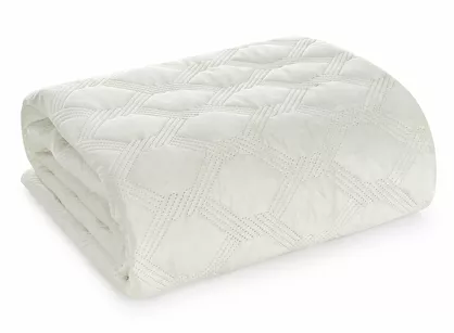 Narzuta welwetowa 200x220 SOFIA 5 kremowa pikowana hot press w geometryczny wzór