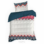 Pościel świąteczna 220x200 NORDIC beżowa granatowa wzór skandynawski z bawełny renforce - 4