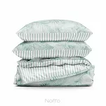 Pościel satynowa 140x200 RAYA 3 biała miętowa egzotyczne liście - 7