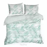 Pościel satynowa 140x200 RAYA 3 biała miętowa egzotyczne liście - 6