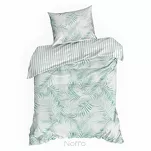 Pościel satynowa 140x200 RAYA 3 biała miętowa egzotyczne liście - 5