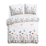 Pościel flanelowa 220x200 31512/1 biała w kolorowe kwiaty - 4