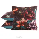 Poszewka welwetowa 45x45 VELVET 130 bordowa z designerskim wzorem kwiatowym obszyta lamówką - 3