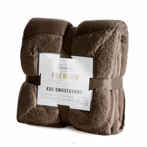 Koc jednokolorowy 170x210 TEDY ciemny brąz imitujący buklę